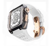 JQQJZLC Ultra 49mm RM Mod Kit Glacier Transparent Watch Case+Rubber Watch Strap,For Modification Kit,For iWatch Series 8 7 6 5 4 SE 45MM 44MM