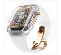 JQQJZLC Ultra 49mm RM Mod Kit Glacier Transparent Watch Case+Rubber Watch Strap，For Modification Kit，For iWatch Series 8 7 6 5 4 SE 45MM 44MM