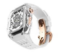 JQQJZLC Ultra 49mm RM Mod Kit Glacier Transparent Watch Case+Rubber Watch Strap,For Modification Kit,For iWatch Series 8 7 6 5 4 SE 45MM 44MM