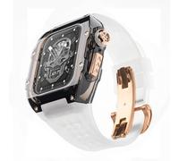 JQQJZLC Ultra 49mm RM Mod Kit Glacier Transparent Watch Case+Rubber Watch Strap,For Modification Kit,For iWatch Series 8 7 6 5 4 SE 45MM 44MM