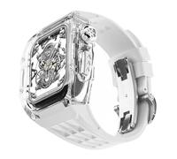 JQQJZLC Ultra 49mm RM Mod Kit Glacier Transparent Watch Case+Rubber Watch Strap，For Modification Kit，For iWatch Series 8 7 6 5 4 SE 45MM 44MM