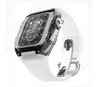 JQQJZLC Ultra 49mm RM Mod Kit Glacier Transparent Watch Case+Rubber Watch Strap，For Modification Kit，For iWatch Series 8 7 6 5 4 SE 45MM 44MM