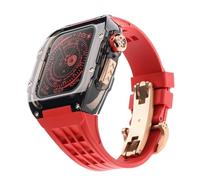 JQQJZLC Ultra 49mm RM Mod Kit Glacier Transparent Watch Case+Rubber Watch Strap,For Modification Kit,For iWatch Series 8 7 6 5 4 SE 45MM 44MM