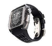 JQQJZLC Ultra 49mm RM Mod Kit Glacier Transparent Watch Case+Rubber Watch Strap,For Modification Kit,For iWatch Series 8 7 6 5 4 SE 45MM 44MM