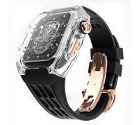 JQQJZLC Ultra 49mm RM Mod Kit Glacier Transparent Watch Case+Rubber Watch Strap,For Modification Kit,For iWatch Series 8 7 6 5 4 SE 45MM 44MM
