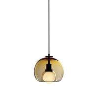 JQQJZLC Vintage Globe Pendant Lighting 1-Light Mid Century Modern Chandeliers Hanging Light Fixtures Gold Adjustable Single Ceiling Pendant Lamp for Bedroom Living Dining Room Kitchen (Amber) (
