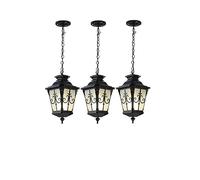 JQQJZLC Vintage Outside Hanging Lantern , Exterior Waterproof Outdoor Pendant Light, with Seeded Glass Shade, Chandelier Adjustable Exterior Chandelier for Patio,Farmhouse,Yard Made in China produced