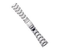 JQQJZLC watch straps 22mm Stainless Steel Watch Band Universal 3-bead Metal Strap for Women Men Bracelet Wristband