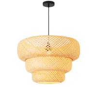 JQQJZLC Weaving Pendant Lamp Hand-Woven Three-Layer Wicker Lampshade Rural Style Creative Chinese Art Chandelier Teahouse Restaurant Decoration Hanging Lights for Dining Table Bar