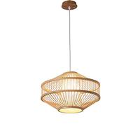 JQQJZLC Wicker Chandelier from The Chinese Countryside Handmade Woven Hanging Ceiling Light Decorated Creative Shade Pendant Lamp Lampshade with Hollowed Out Rattan Shade for Bedroom Living Room Cafe