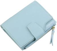 JQQJZLC Women Wallets Women's Wallet Short Zipper Wallet Wild Coin Purse Multi-Card Buckle Card Bag Cute Wallets for Women Purse Women(Blue)