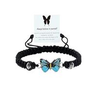 JQQJZLC Women's Bracelets Set Black Handwoven Pair Butterfly Bracelet Male and Female Birthday Gift Jewellery Brown Leather Bracelet Men