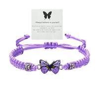 JQQJZLC Women's Bracelets Set Black Handwoven Pair Butterfly Bracelet Male and Female Birthday Gift Jewellery Brown Leather Bracelet Men