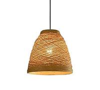 JQQJZLC Woven Pendant Light Fixture,Bamboo Hanging Lamp Handmade Woven Chandelier 1 Light Ceiling Hanging Light E27 Pendant Lamp Shade for Kitchen Foyer Dining Room Made in China Produced in China