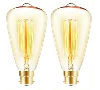 JQslight B22 st48 Bayonet Retro Filament Light Bulbs，40W Edison Light Bulbs Dimmable，Warm White 2700K，Industrial Style Antique Bulb,Amber Retro Style Energy Saving Filament Decorative Bulbs，2 Pack.