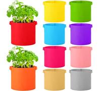 JQTOP Colored Fabric Grow Bags Bulk Colorful Plant Grow Bags Nonwoven Fabric Pots with Handles Seeds Vegetables Tomato Planter Grow Buckets for Outdoor Garden Fruits Flower, 10 Colors (5 Gal)