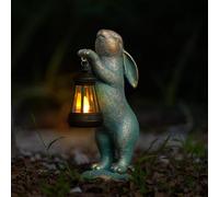 JQTOP Garden Sculpture Solar Lantern, Outdoor Rabbit Statue, Courtyard Lawn Decoration, Easter Housewife Mother's Day Gift (Rabbit)