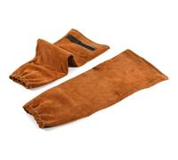 JQTOP Men's and Women's Leather Welding Work Sleeves, Sewn and Cotton Lined Heat-resistant and Flame-retardant Arm Protection, Anti Scald Spark Splash Arm Protection Equipment (brown)