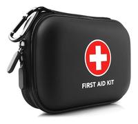 JQTOP Mini First Aid Kit - Portable Waterproof Hard Shell Medical Storage Bag for Home, Travel, Outdoor, Camping, Hiking, and Office - Ideal Emergency Medical Kit (Black)
