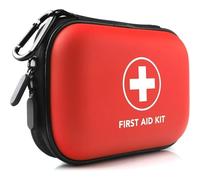 JQTOP Mini First Aid Kit - Portable Waterproof Hard Shell Medical Storage Bag for Home, Travel, Outdoor, Camping, Hiking, and Office - Ideal Emergency Medical Kit (Red)