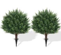JQTOP Outdoor Courtyard Decoration, 2 Simulated Shrubs with Spikes, UV Resistant Artificial Shrubs, Suitable for Indoor and Outdoor Front Porch Gardens (Pine)