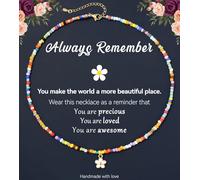 JQVLOVE Colorful Beaded Daisy Necklace for Girls - Cute Charm Jewelry Gift for Daughter, Granddaughter, Niece - Perfect for Birthday, Christmas, or Everyday Wear, One Size, Resin, No Gemstone