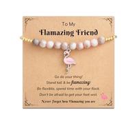 JQVLOVE You're Flamazing,Flamingo Gifts for Women,Pink Flamingo Friendship Bracelets, Perfect Galentines Valentines Day Gifts for Friends, One Size, Stainless Steel, no gemstone