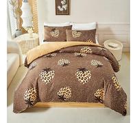 JQWUPUP Leopard Print Strawberry Bedding Set, King Size Duvet Cover for Kids Adults, Reversible Duvet Cover with 2 Pillowcases