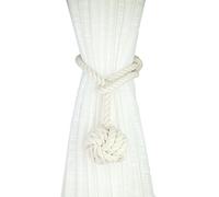 JQWUPUP Rustic Curtain Tiebacks - Outdoor Curtain Holdbacks Holders - Cotton Drape Tie Backs Rope for Curtains (Beige, 2 Pack)