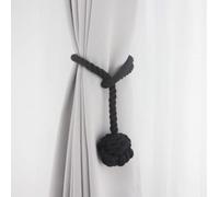 JQWUPUP Rustic Curtain Tiebacks - Outdoor Curtain Holdbacks Holders - Cotton Drape Tie Backs Rope for Curtains (Black, 2 Pack)