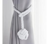 JQWUPUP Rustic Curtain Tiebacks - Outdoor Curtain Holdbacks Holders - Cotton Drape Tie Backs Rope for Curtains (White, 2 Pack)