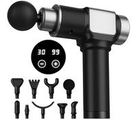 JQX Massage Gun, Deep Tissue Massage Gun for Pain Relief with 30 Speed Levels and 9 Attachments, Ultra Quiet Massager Gun, Lightweight and Portable - Black
