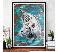 Jqynn 5D Diamond Painting Kits for Adults DIY Round Drill Diamond Painting Full Kit Tiger Diamond Art Kits for Kids, Home Decor Cross Stitch Dimond Picture Art Crystal Crafts Gifts 40x50cm