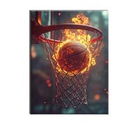 Jqynn Diamond Art Kits Adults and Kids Basketball Flame Adult Crystal Art Diamond Painting Kit, DIY Cross Stitch Embroidery Crafts Kit, for Home Room Wall Decor, Halloween Decorations90x120cm W-w-244