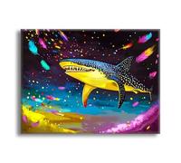 Jqynn Diamond Painting Feather Shark Diamond Art Kits Adults, DIY Rhinestone Embroidery Cross Stitch Kits for Adults, 5D Full Drill Crystal Art and Crafts, Room Decor, Gifts for Women 16x24in Z-j-261