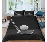 JQZXKNHPRS 3D Breathable Microfiber Golf club Quilt Cover All Season Bedding Sets with Matching Pillowcase Sports equipment style Duvet Cover Sets Easy Care for Kids Boys Girls Double（200x200cm）