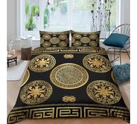 JQZXKNHPRS 3D Cosy Microfiber Ancient Greek Quilt Cover Bedding Set with Pillow Cases Classical Ornamental Duvet Cover Set Easy Care Breathable All Season for Bedroom Decor Super king（260x220cm）