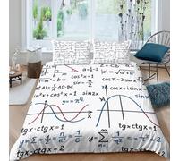 JQZXKNHPRS 3D Design Cosy Microfibre Math formulas Duvet Cover All Season Bedding Sets with Pillowcases handwritten educational Bed Quilt Cover Easy Care Breathable for Couples Double（200x200cm）