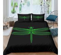 JQZXKNHPRS 3D Effect Soft Microfiber Dragonfly Neon Comforter Cover Set Breathable Bedding Set with Matching Pillowcase Abstract Digital Duvet Cover All Season for Teens Adults Double（200x200cm）