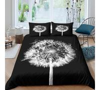 JQZXKNHPRS 3D Print Soft Microfibre Dandelion seed Comforter Cover All Season Bedding Set with Pillow Shams Nature minimalist style Duvet Cover Set Easy Care for Men Women Kids Double（200x200cm）