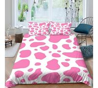 JQZXKNHPRS 3D Print Ultrasoft Microfibre Pink cow spots Bedding Quilt Cover All Season Bedding Sets with Pillowcases Modern Pattern Duvet Cover Easy Care Breathable for Couples Double（200x200cm）