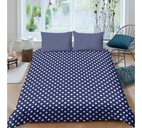 JQZXKNHPRS 3D Super Soft Microfiber polka-dots-pattern Duvet Cover Easy Care Bedding Set w/Pillowcase navy-blue-background Quilt Cover Set All Season Breathable for Home Decor Single（135x200cm）