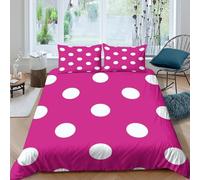 JQZXKNHPRS Breathable Easy Care 3D Print Microfibre Polka Dot Quilt Cover Soft Bedding Set w/Pillowcases Vibrant Pink Background Comforter Cover All Season for Kids Boys Girls Single（135x200cm）