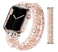 JR.DM Beaded Bracelet Compatible with Apple Watch Band 40mm 38mm 41mm 44mm 42mm 45mm 46mm Series 10/9/8/7/SE/6/5/4/3/2/1 Women Fashion Cute Dressy Stretchy Strap for iWatch Bands Replacement