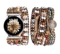 JR.DM Boho Beaded Handmade Braided Bracelet Band Women 20mm Compatible with Samsung Galaxy Watch 7/6/5/4/Active 2/4 Classic/6 Classic/5 Pro/FE 40mm 42mm 43mm 44mm 45mm 46mm 47mm