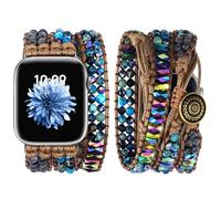 JR.DM Boho Beaded Watch Band Women Compatible with Apple Watch 38mm 40mm 41mm 42mm (S10/11) Emperor Stones Blue Bracelet Adjustable Handmade Braided Strap for iWatch Series 11/10/9/8/7/6/5/4/SE 3/2/1