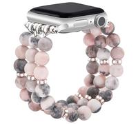 JR.DM Natural Stone Bracelet Compatible with Apple Watch Strap 38 mm 40 mm 41 mm 42 mm 44 mm 45 mm 49 mm, Elegant Comfortable Handmade Elastic iWatch Bracelet for Series 9 8/7/SE/6/5/4/3/2/1 Women