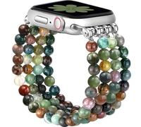 JR.DM Natural Stone Bracelet Compatible with Apple Watch Strap 38 mm 40 mm 41 mm 42 mm 44 mm 45 mm, Chic Comfortable Handmade Elastic iWatch Bracelet for Series 9 8/7/SE/6/5/4/3/2/1 Women,
