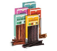 JR Pet Products 5 x 50g Variety Pure Dried 100% Fresh Meat Sticks Dog Treat Gluten & Grain Free Kangaroo Salmon Beef Turkey Goat