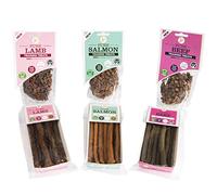 JR Pet Products 6 x Pure Natural Dog Treat Bundle (3 x 85g training treats 3 x 50g Pure meat Sticks). Delicious Salmon, Lamb & Beef Flavours